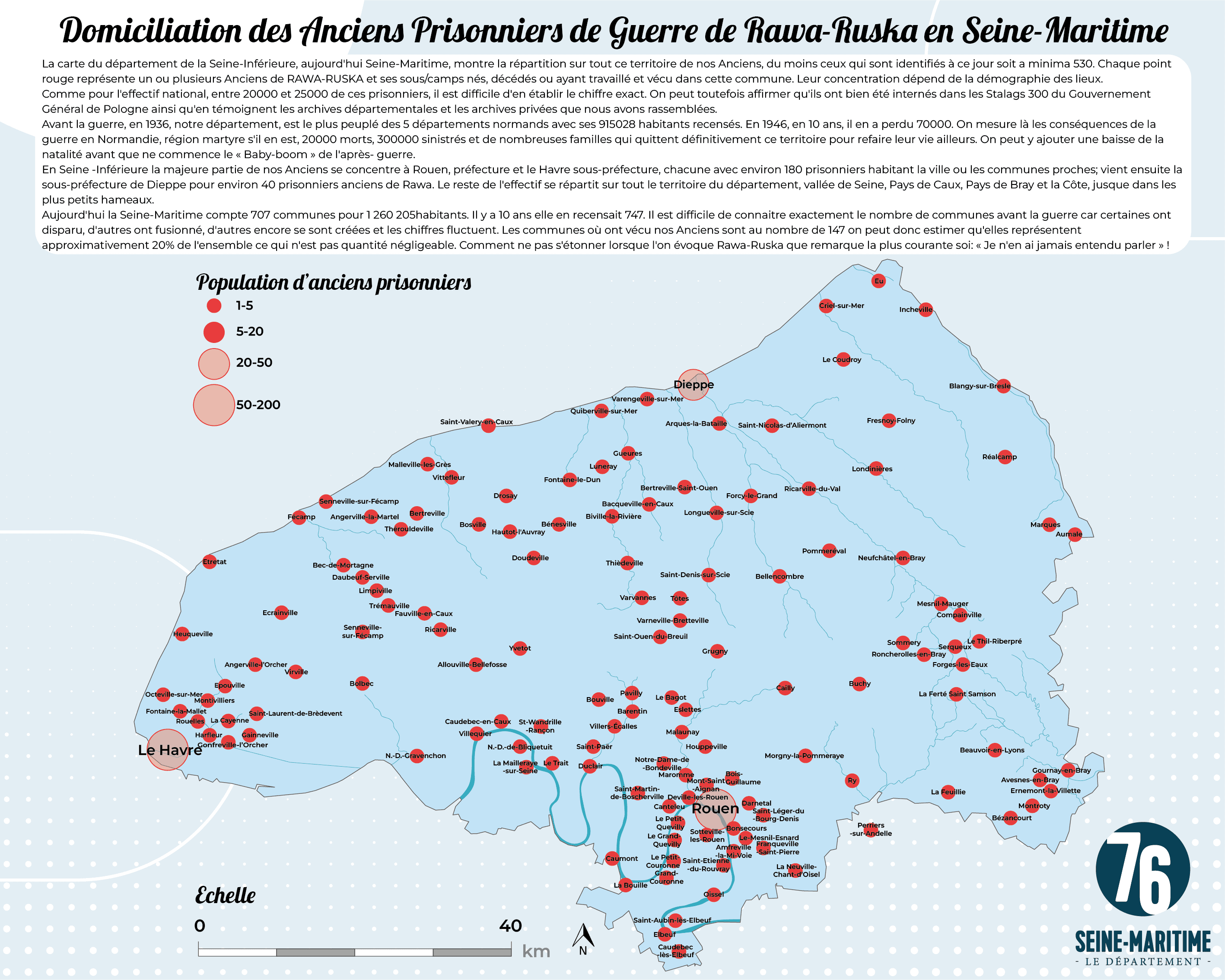 Carte de domiciliation des anciens prisonniers de Rawa-Ruska en Seine-Maritime